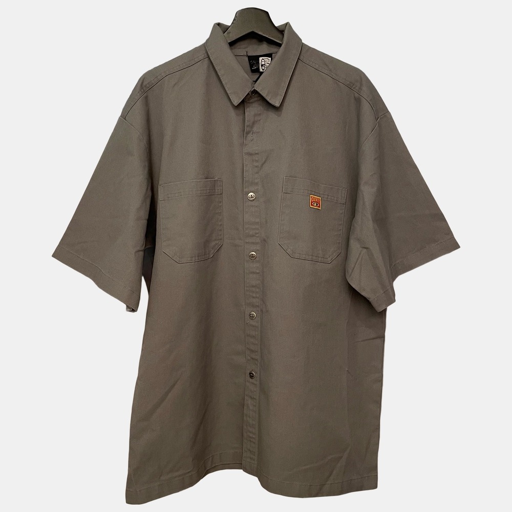 FB County Mens XL Short Sleeve Work Shirt Gray Charcoal Button Up Made in USA